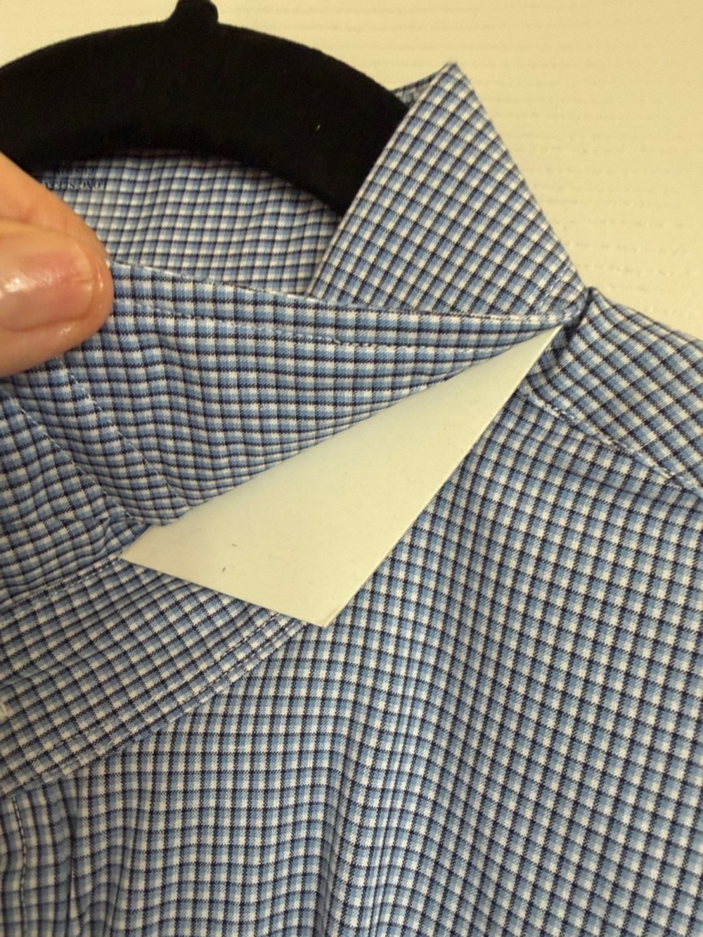 NWT Polo by Ralph Lauren men's Blue Micro-Check 17 1/2 Dress Shirt - Picture 5 of 10